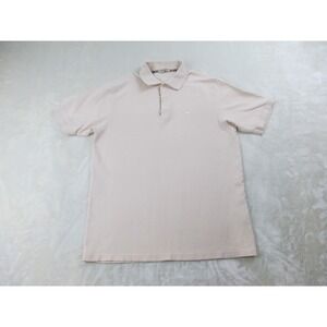 Burberry Polo Shirt Mens Medium Brown Tan London Nova Check Casual*